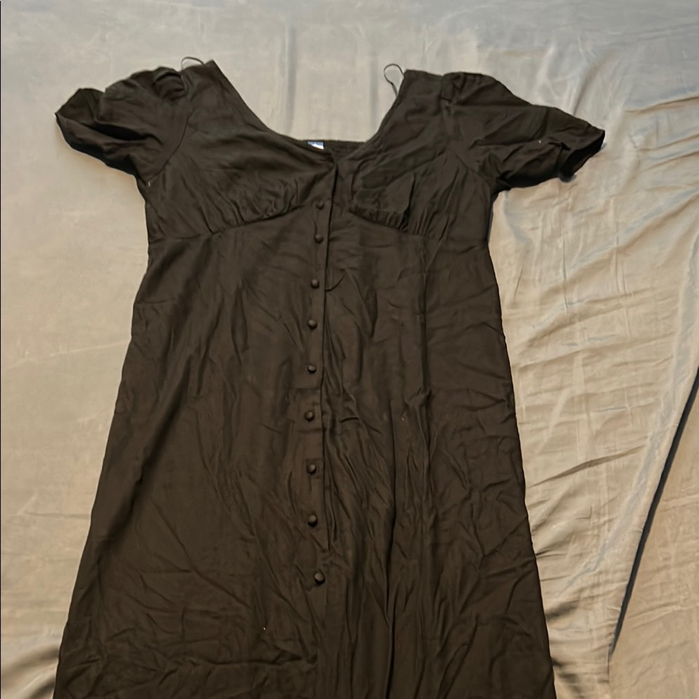 Old Navy Black Puff Sleeve Midi Sundress